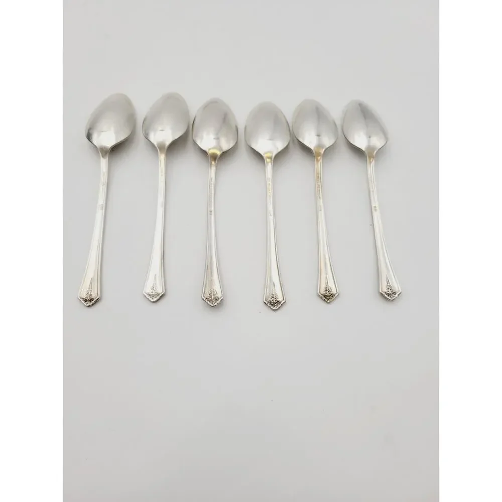 Vintage Holmes & Edwards SPRING GARDEN Silver Plated Teaspoon Set of 6 Spoons